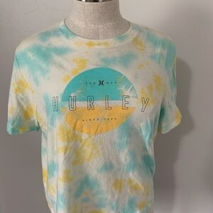 Women's Hurley tshirt Tye dye yellow and teal super cute size medium